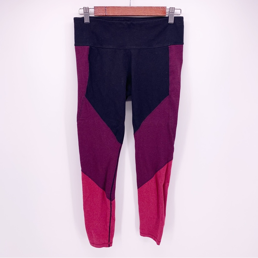GapFit Black Pink Color Block Performance Cotton Leggings C3